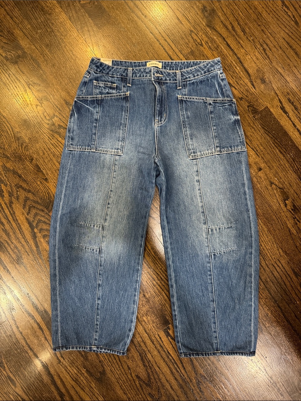 L'AGENCE Light Blue Denim Waistband Jeans Barrel style